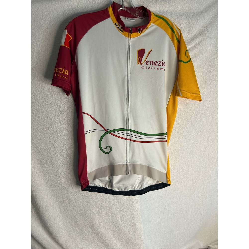 GSG Venezia Ciclismo Cycling Jersey Mens XL White Red Yellow Full Zip Italy
